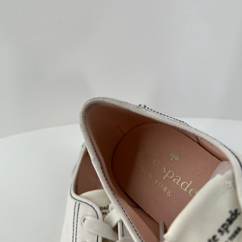 Kate Spade Tommi Tennison Canvas Sneakers Womens 10 B Low Top Lace Up Flat White - Picture 11 of 14